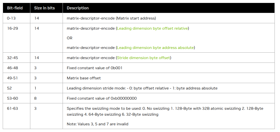 Shared memory descriptor schema